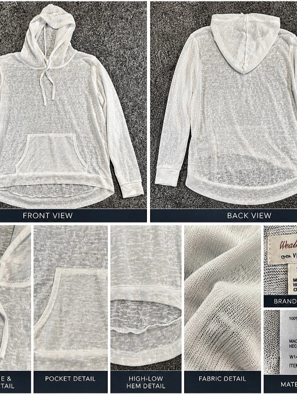 Weathervane Vintage Women's Mesh Hoodie White Size S/C.H